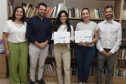 Autoridades Braidot, Saade y Sartor junto a las creadoras seleccionadas del Programa CreArte Litoral UNL en Avellaneda