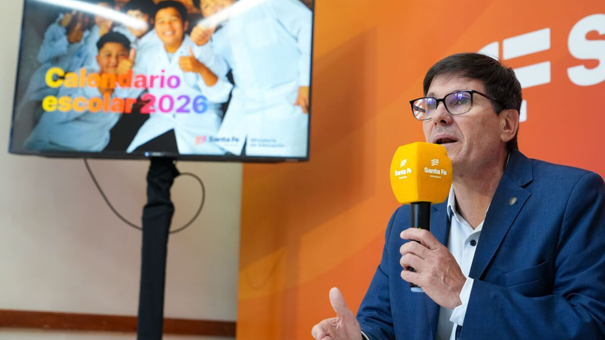 Ministro José Goity anuncia calendario escolar 2026 en Santa Fe y objetivos de 190 días de clase