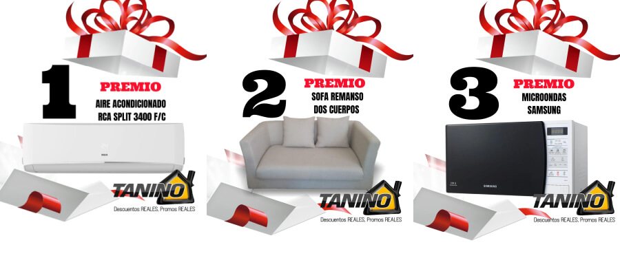 Premios del sorteo propuesto por Dante Tanino para las compras y cuotas al día 