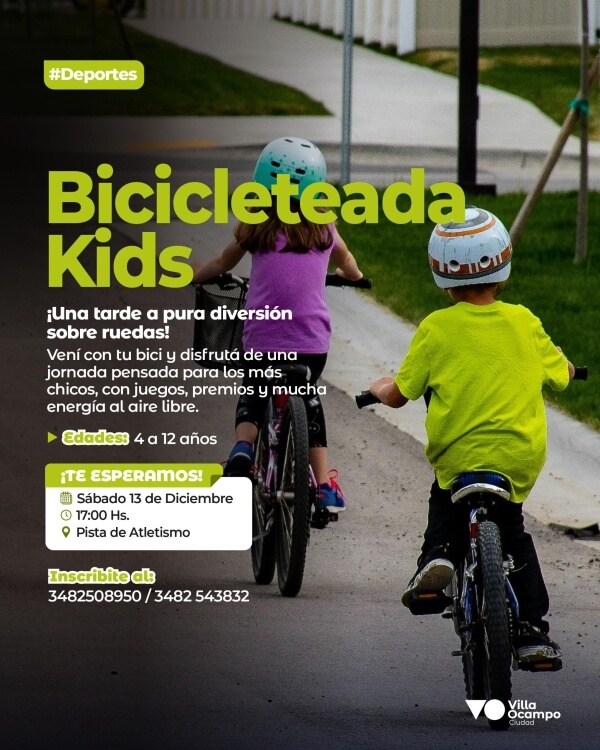 Flyer de Bicicleteada Kids en Villa Ocampo