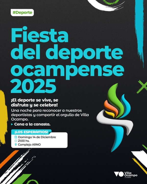 Flyer Fiesta del Deporte Ocampense 2025