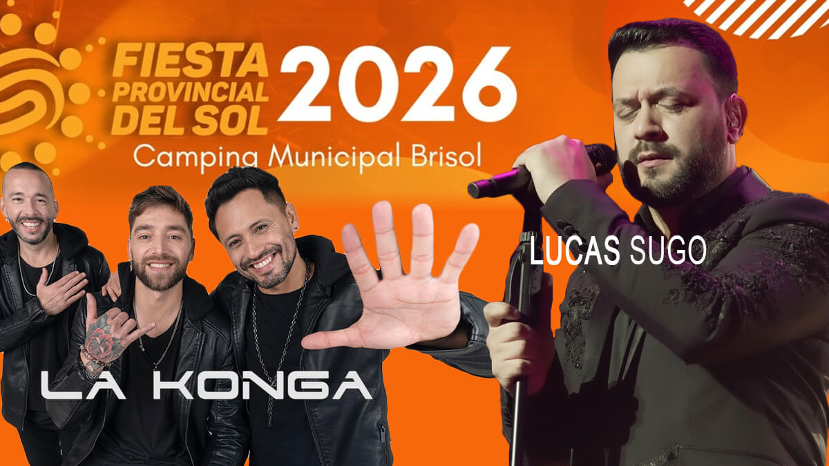 Lucas Sugo y La K’onga en la Fiesta Provincial del Sol 2026 en Romang, festival musical en el Camping Municipal Brisol