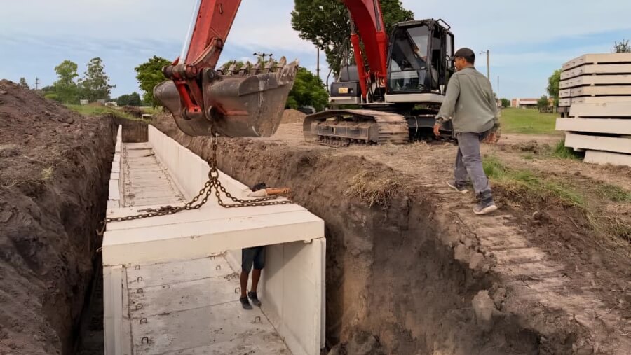 Avance de la obra hídrica en Malabrigo con trabajos de construcción del desagüe pluvial