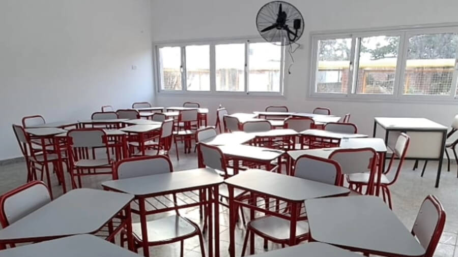 Una de los 20 salones, que mediante el programa provincial Mil Aulas, se construyó en escuelas del departamento San Justo