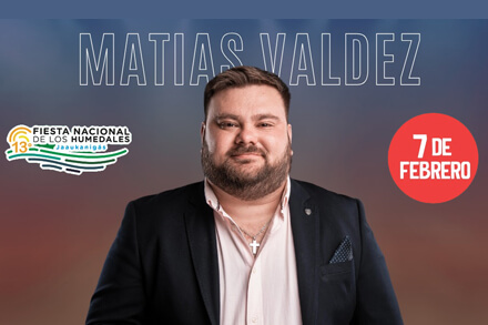 Músico uruguayo Matías Valdez, artista principal de la Fiesta Nacional de los Humedales Jaaukanigás en Villa Ocampo