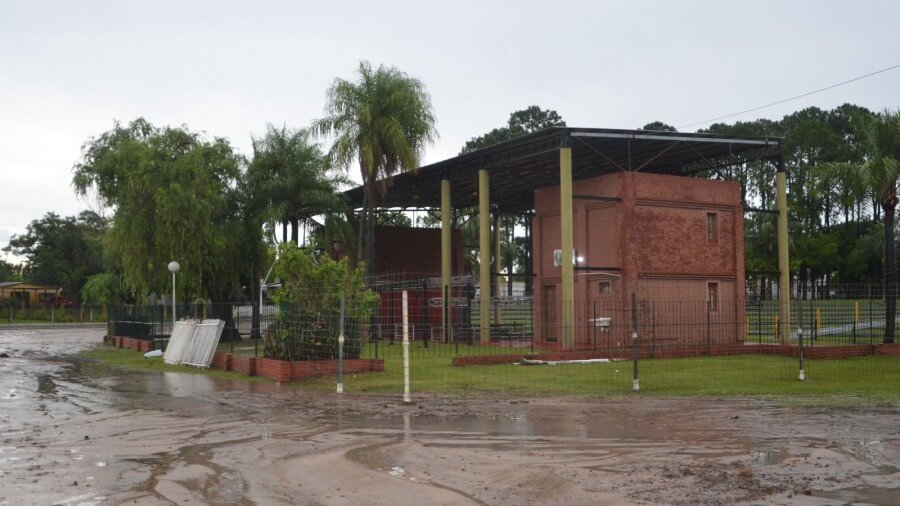 Así se encuentra la zona del anfiteatro debido a la lluvia caida