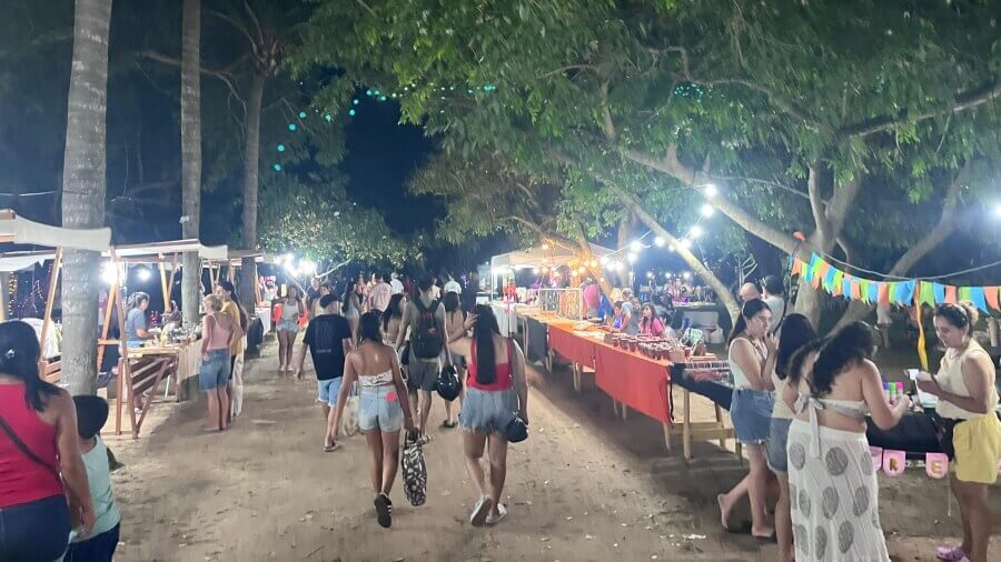 Visitantes recorren el sector de artesanos y feriantes en la costa de Romang