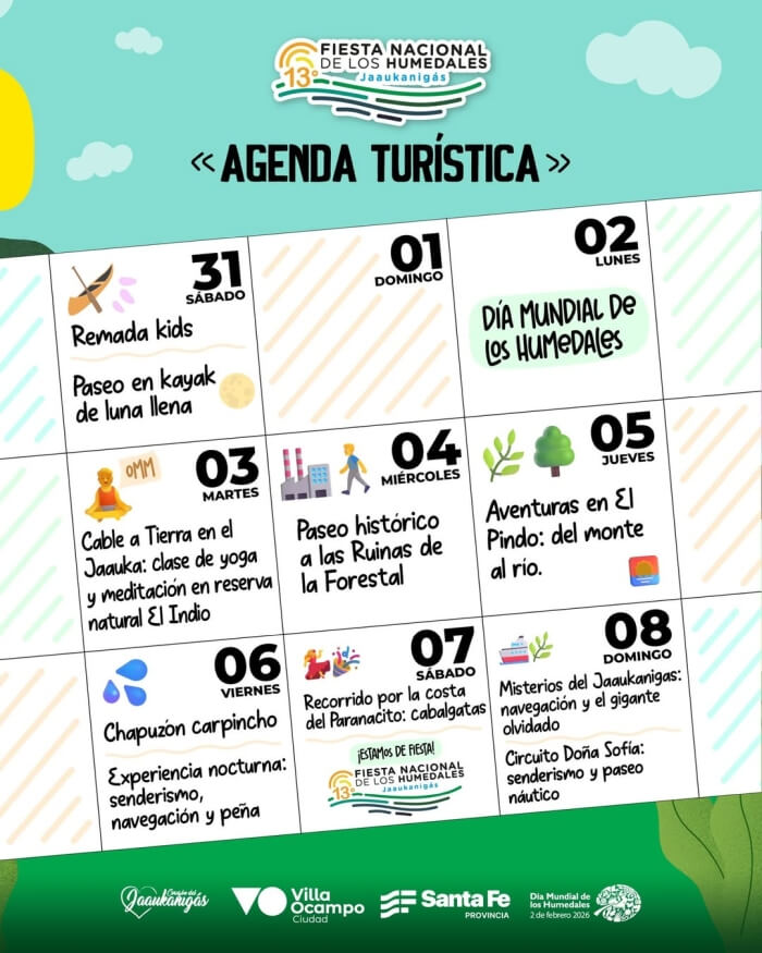 Cronograma de actividades ecoturísticas en el marco de la Fiesta Nacional de los Humedales 2026