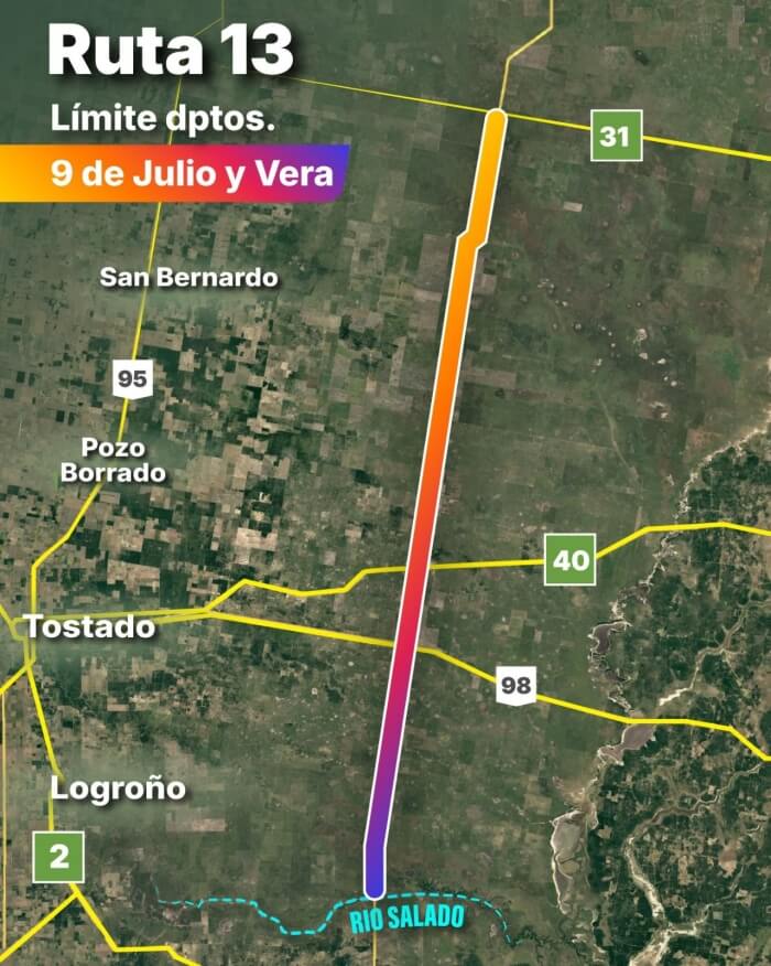 Tramo de la RP 13 en obra, con movimiento de suelo y alcantarillas