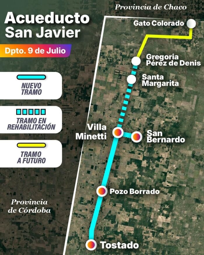 Ramal en construcción del acueducto en zona rural del norte santafesino