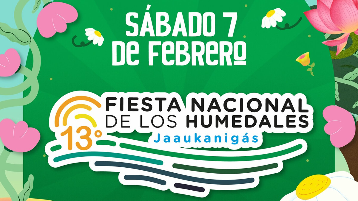 Flyer oficial de la XIII Fiesta Nacional de los Humedales Jaaukanigás en Villa Ocampo