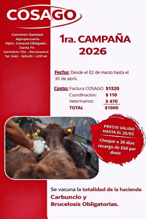 flyer informativo campaña vacunación antiaftosa 2026 CoSaGo General Obligado