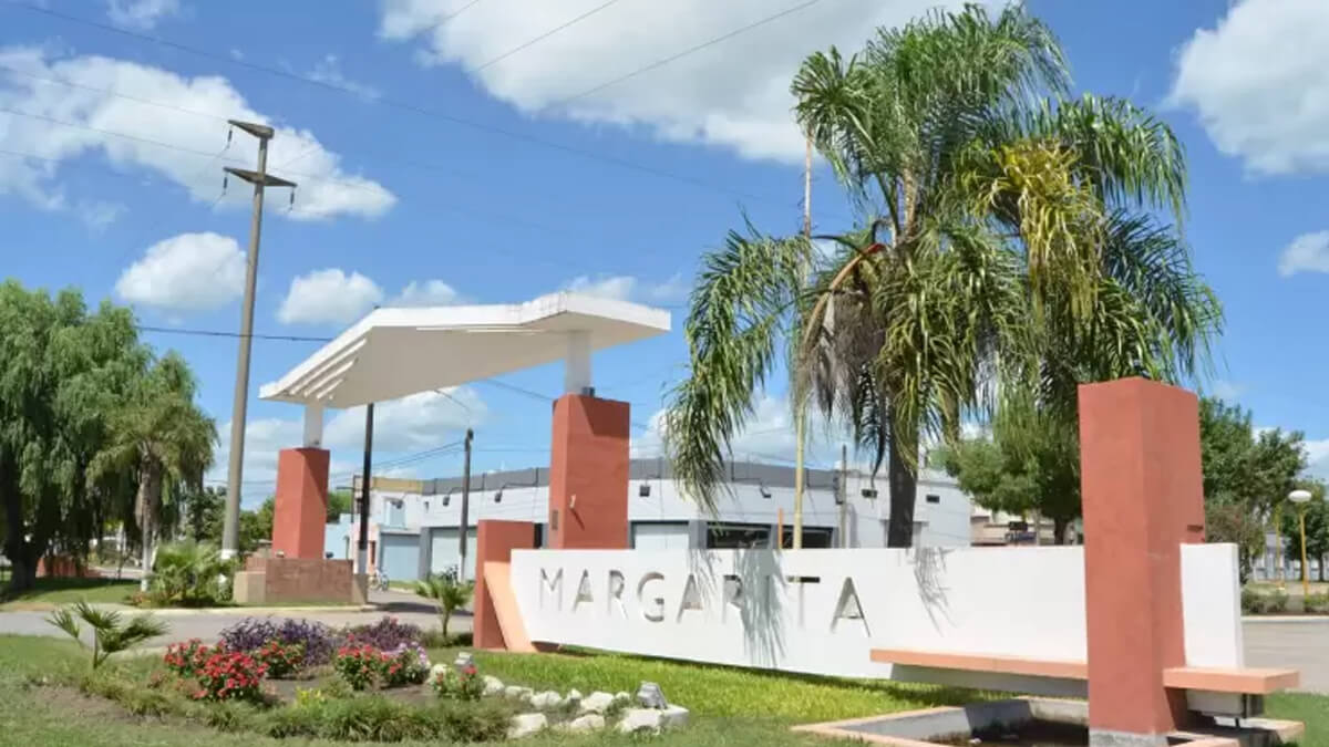 Ingreso a Margarita Santa Fe cartel acceso a la ciudad aniversario fundacional localidad Margarita norte santafesino