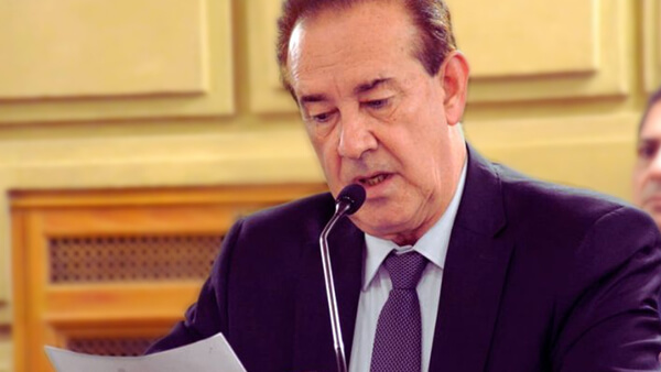 El senador Orfilio Marcón durante presentación de proyecto sobre la Ruta Nacional 11 en Santa Fe