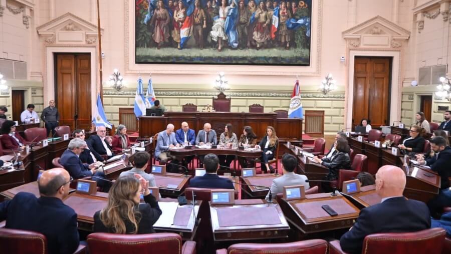 Vista general de la comisión bicameral de la hidrovía con legisladores