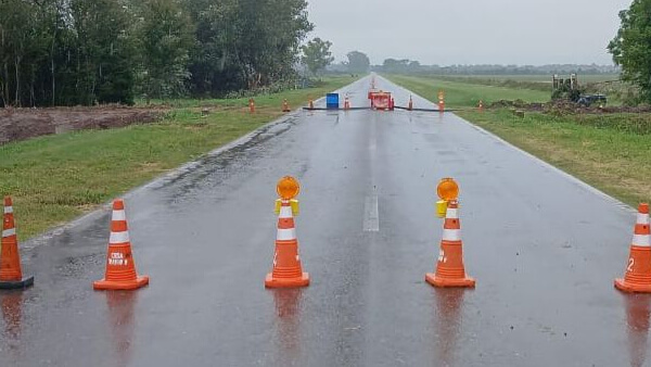 Tramo cortado Ruta Nacional 34 altura Lehmann colapso alcantarilla