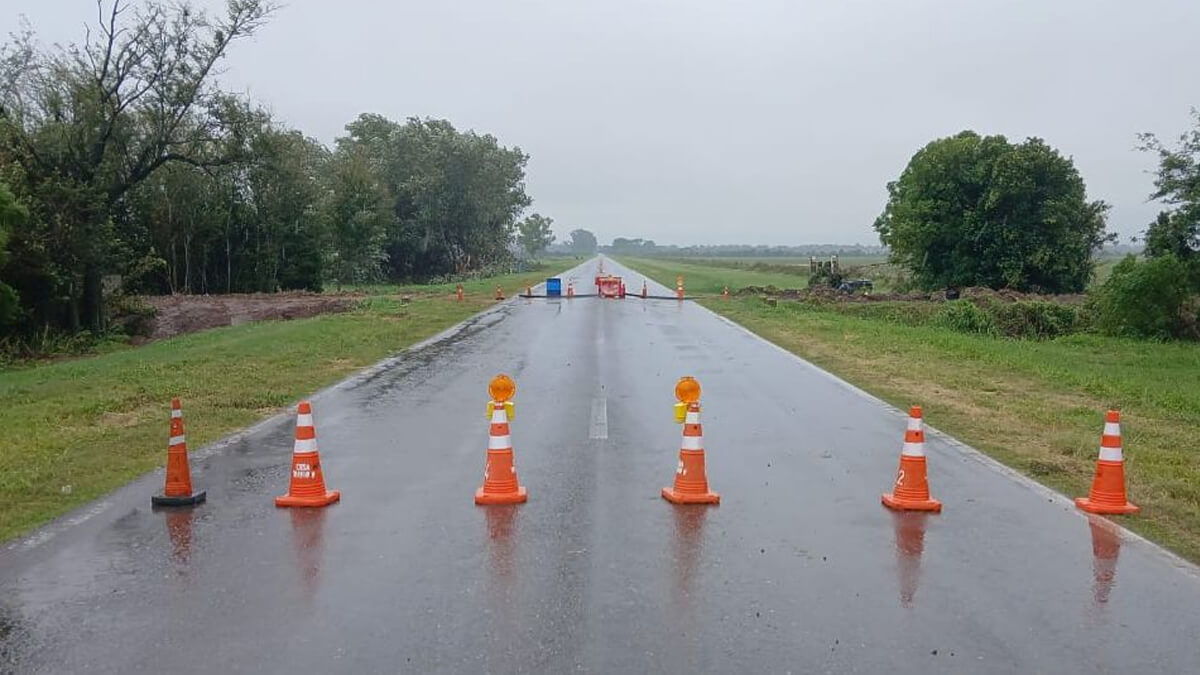 Tramo cortado Ruta Nacional 34 altura Lehmann colapso alcantarilla