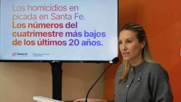 Virginia Coudannes conferencia seguridad Santa Fe homicidios 2026