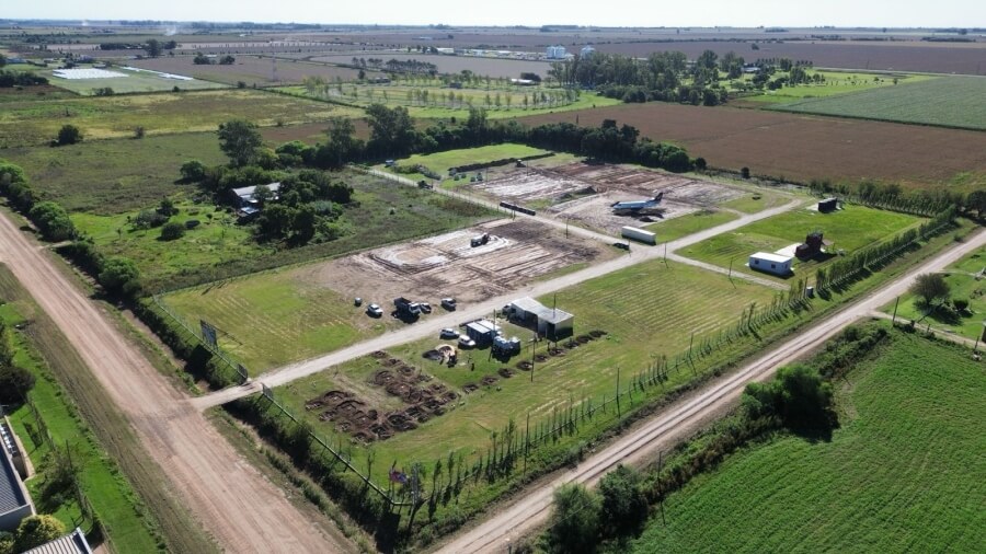 Vista aérea del predio donde Santa Fe construye el centro de entrenamiento para Bomberos