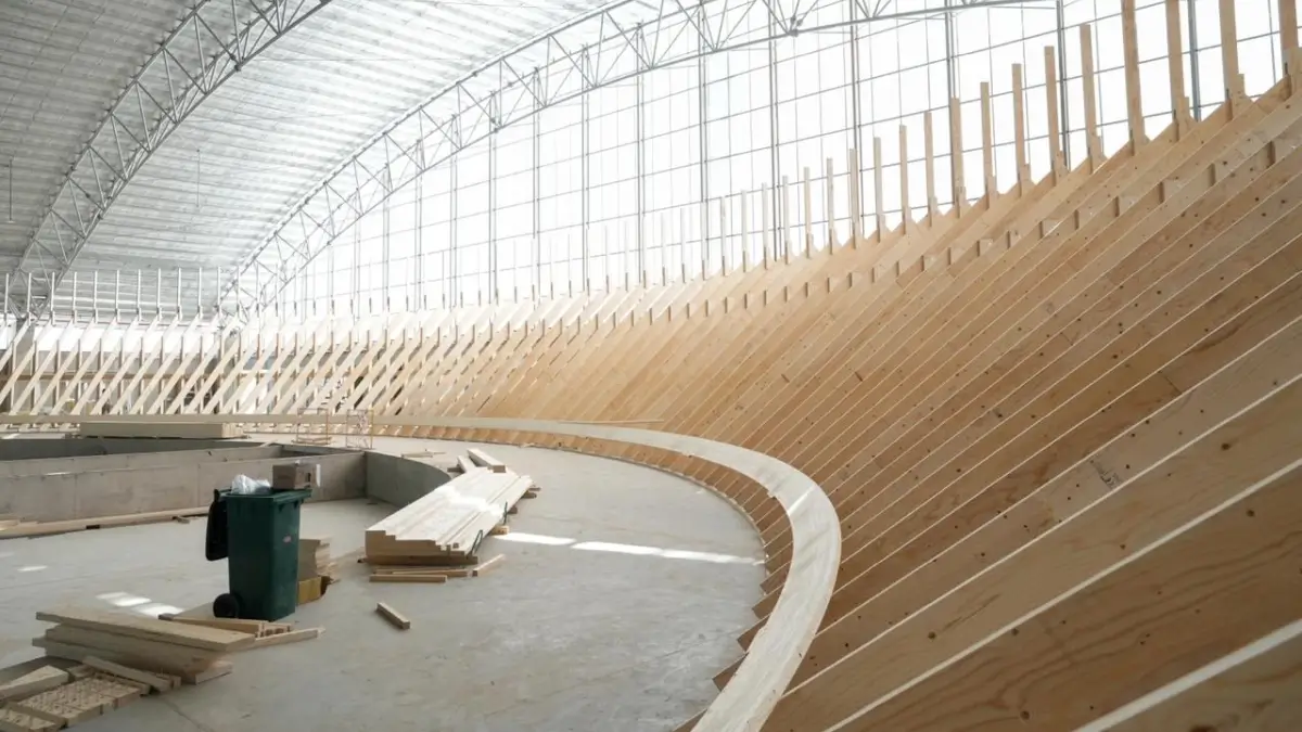 Vista del nuevo Velódromo de Rafaela en construcción en Santa Fe