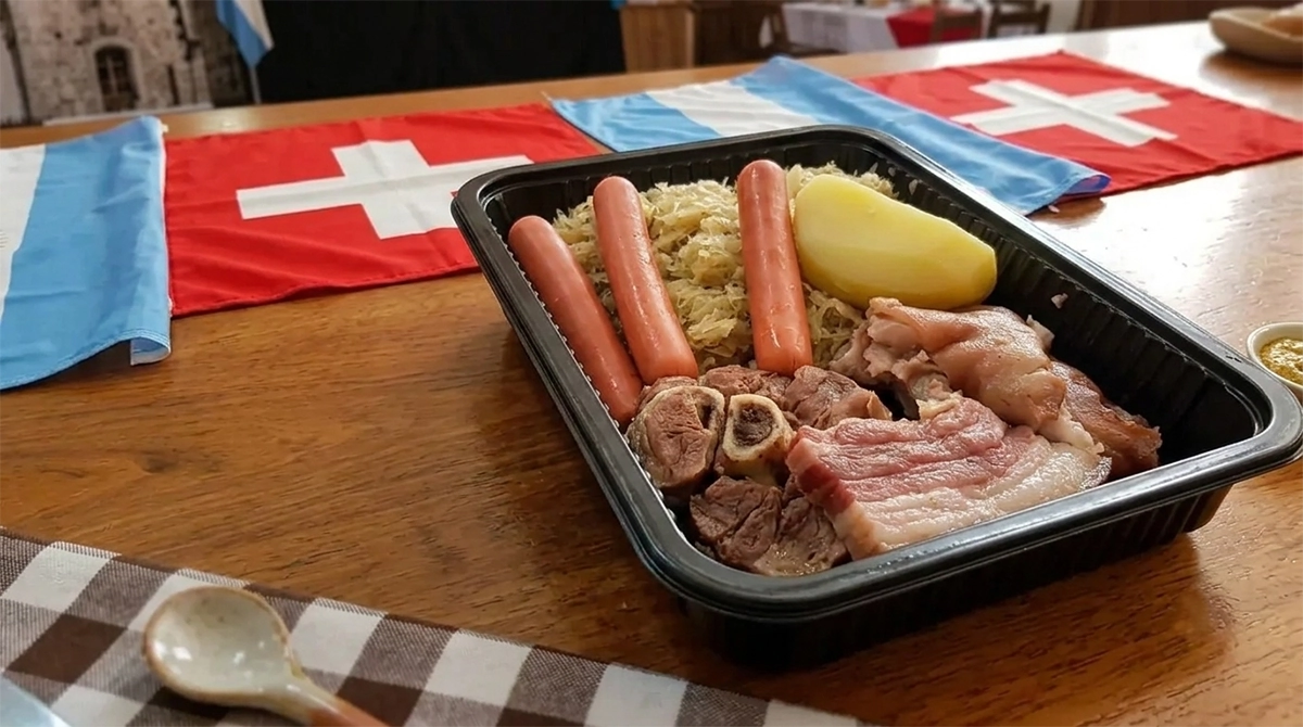 Plato típico de chucrut que se ofrecerá durante la Fiesta Provincial Suiza en Romang.