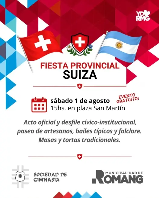 Programa oficial de actividades de la Sociedad Suiza de Romang por la conmemoración del Día de la Confederación Helvética.