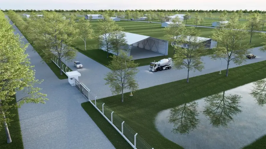 Render del proyecto del nuevo Polo Industrial que se construirá en la ciudad de Malabrigo.