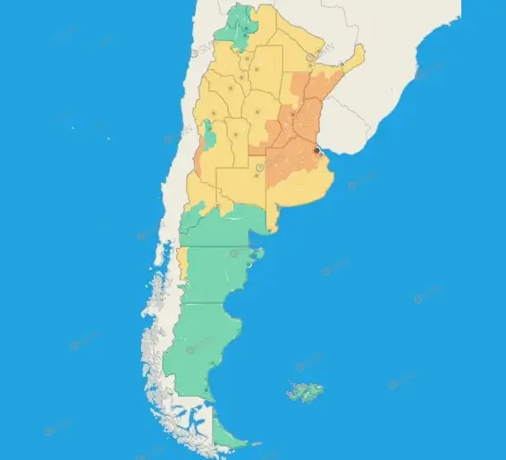 Mapa oficial del Servicio Meteorológico Nacional con la alerta por tormentas y vientos para Santa Fe.
