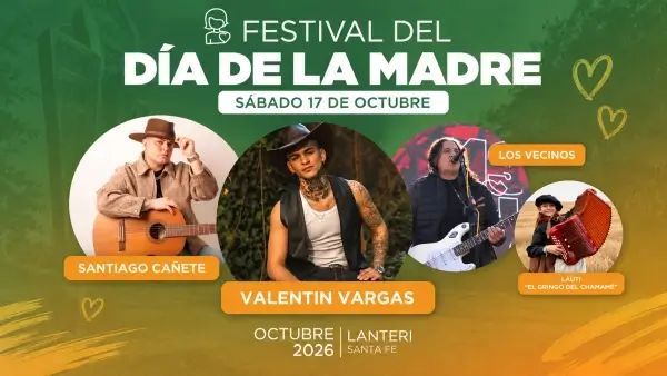 Flyer del Festival del Día de la Madre en Lanteri con invitación al evento del 17 de octubre