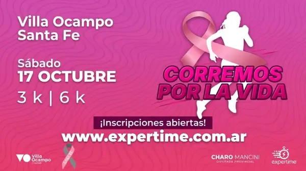 Carrera Corremos por la Vida en Villa Ocampo el 17 de octubre
