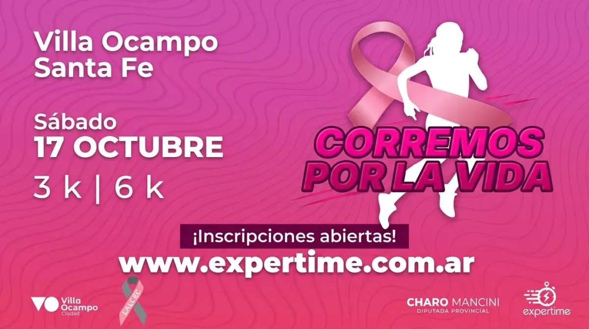 Carrera Corremos por la Vida en Villa Ocampo el 17 de octubre
