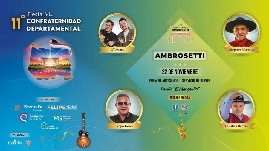 Flyer oficial de la 11° Fiesta de la Confraternidad de Ambrosetti 2026