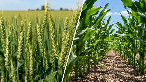 Cultivos de trigo y maíz en campos agrícolas de Santa Fe