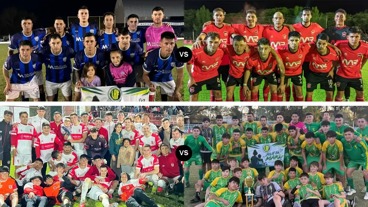 los cuatro equipos clasificados a las semifinales de la Liga Reconquistense de Fútbol: Matienzo de Romang, Romang FC, Barrio Norte de Avellaneda y Juventud de Malabrigo