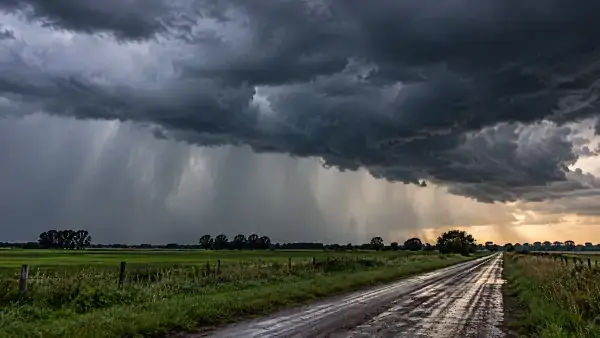 Nubes oscuras y lluvias asociadas al pronóstico de tormentas fuertes en el norte de Santa Fe
